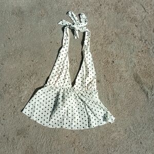 SHEIN Ivory Polka Dot Halter Crop Top